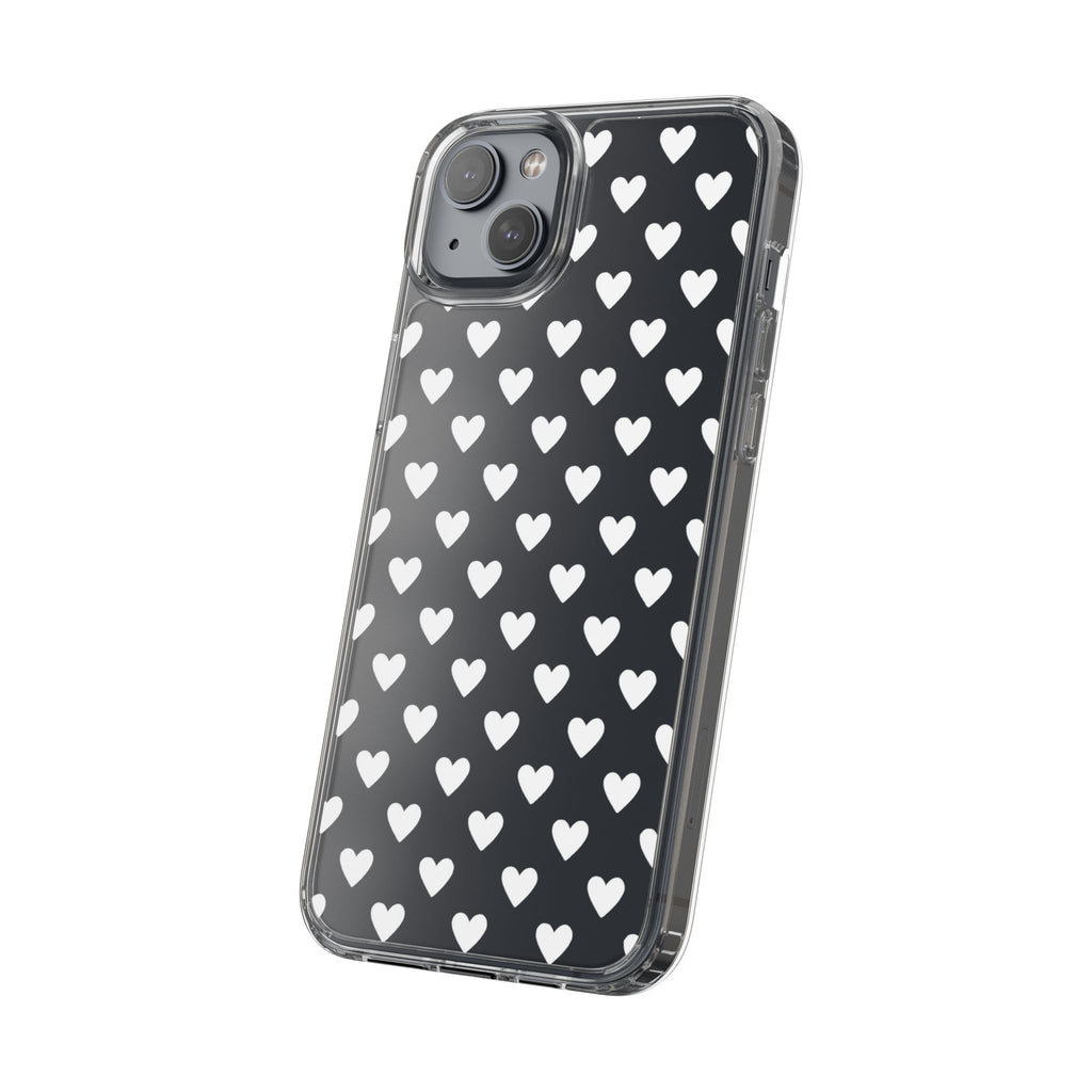 White Heart Pattern — Clear Phone Case