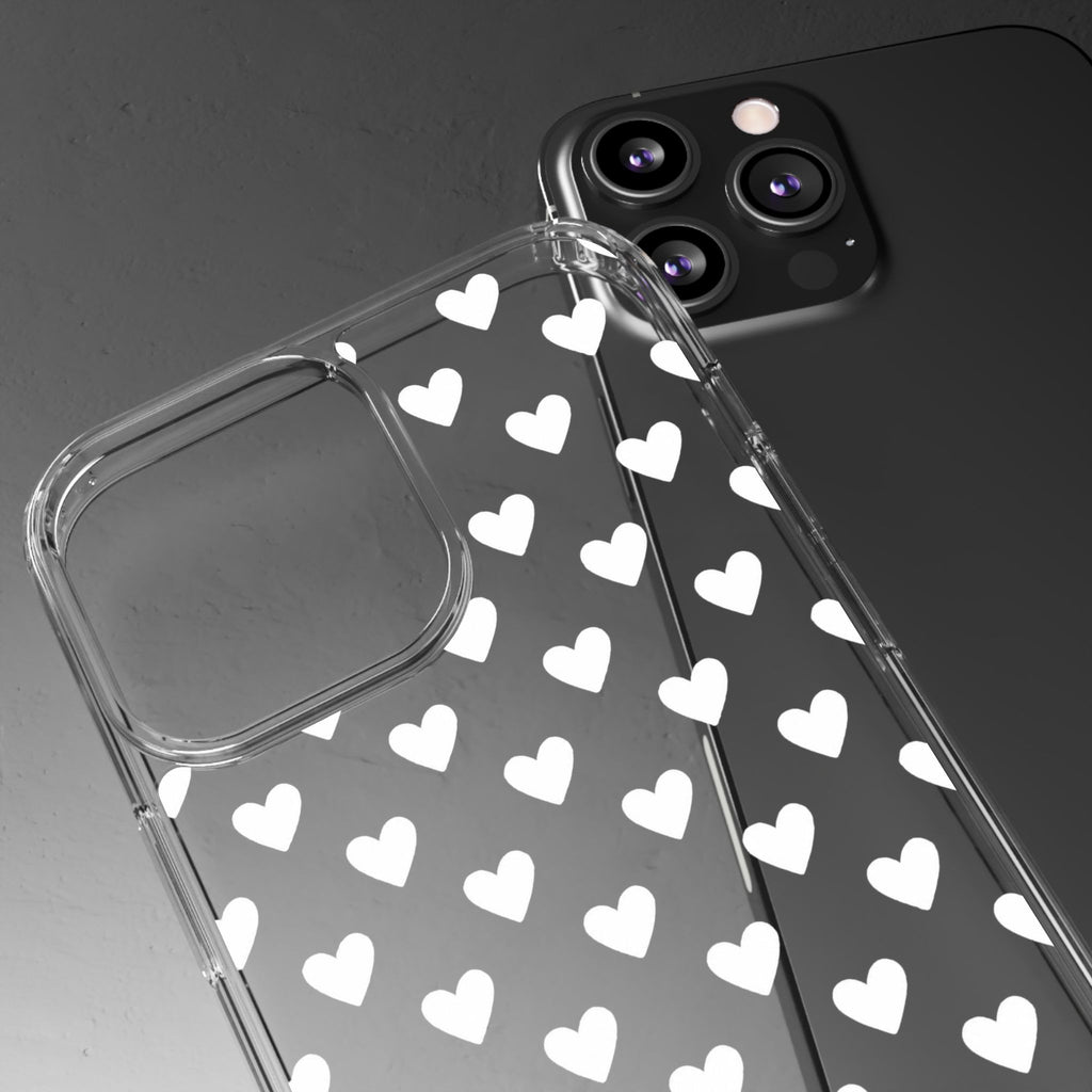 White Heart Pattern — Clear Phone Case