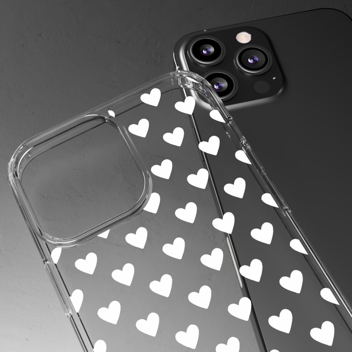 White Heart Pattern — Clear Phone Case