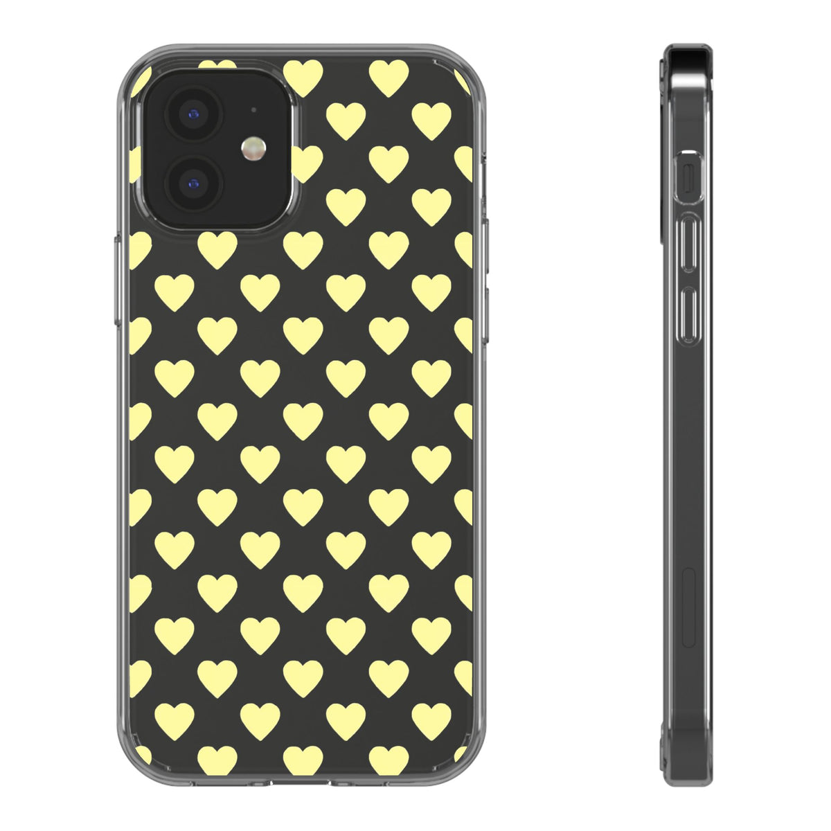 Yellow Heart Pattern — Clear Phone Case