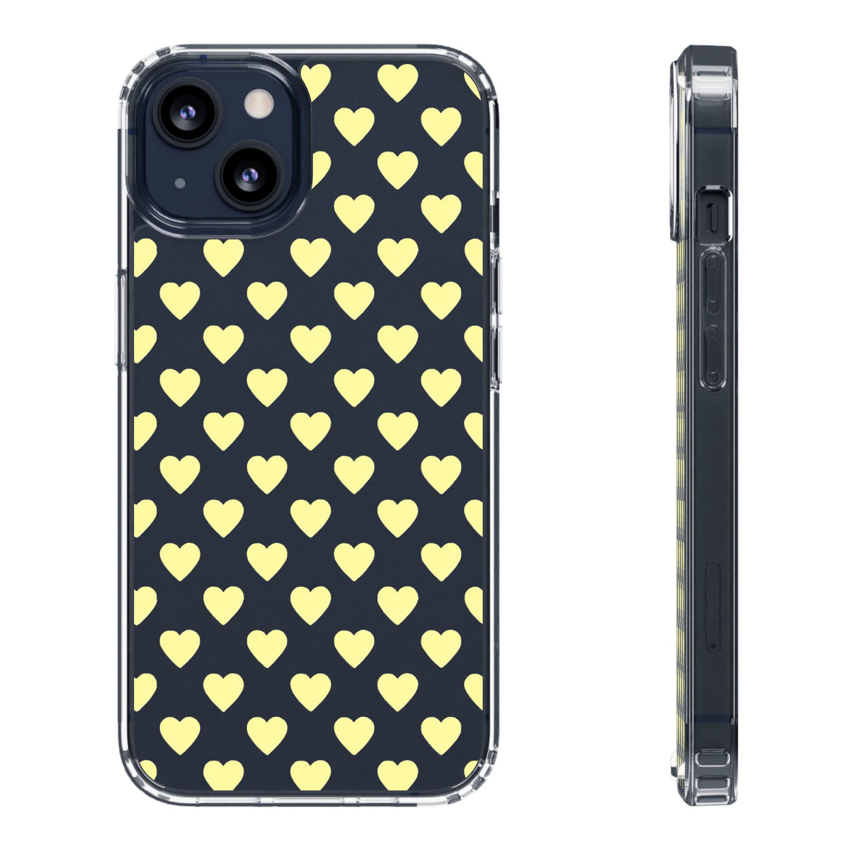 Yellow Heart Pattern — Clear Phone Case