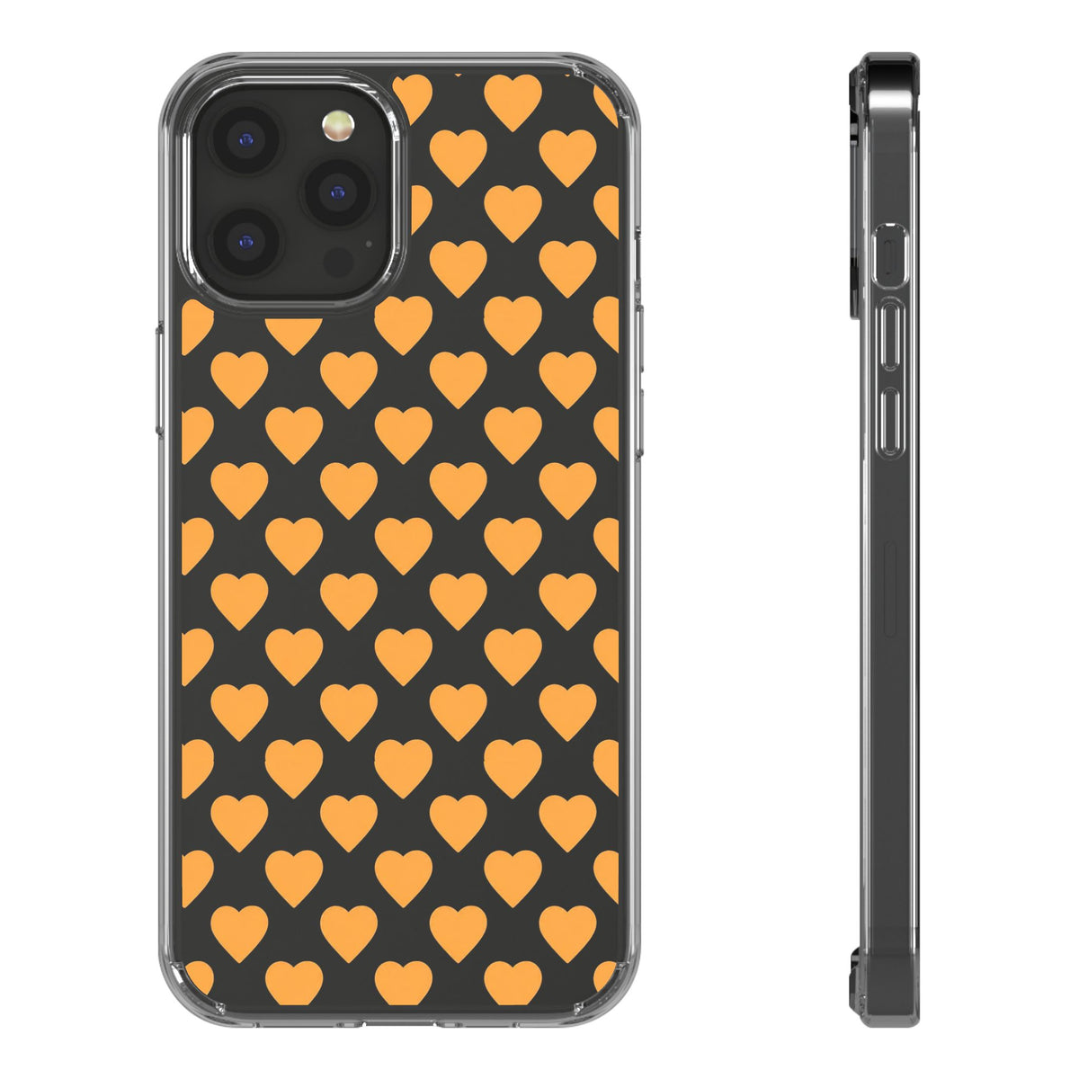 Orange Heart Pattern— Clear Phone Case