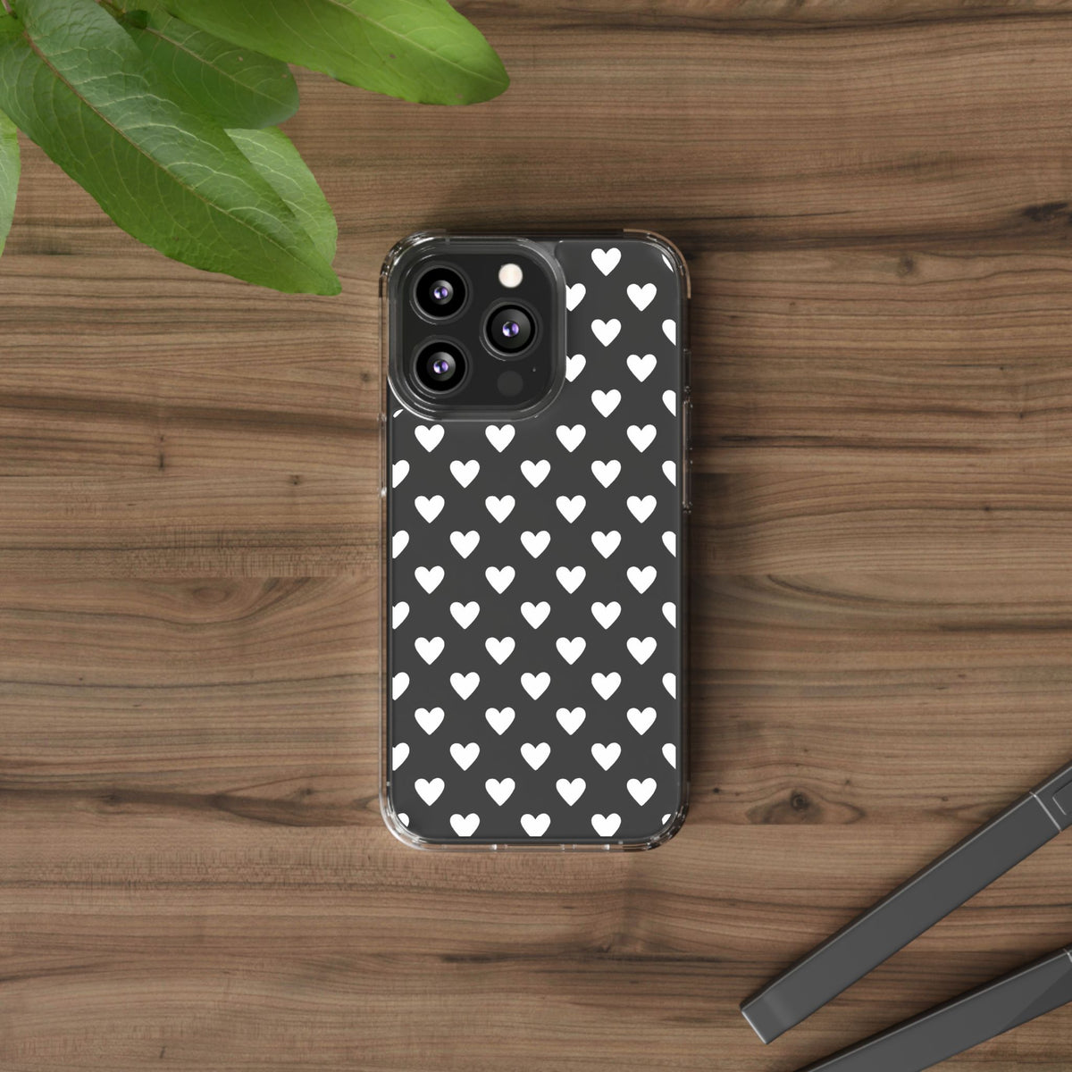 White Heart Pattern — Clear Phone Case