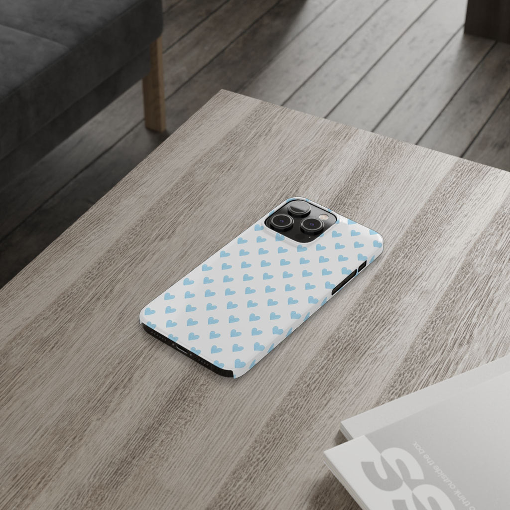 Blue Heart Pattern - Slim iphone Case