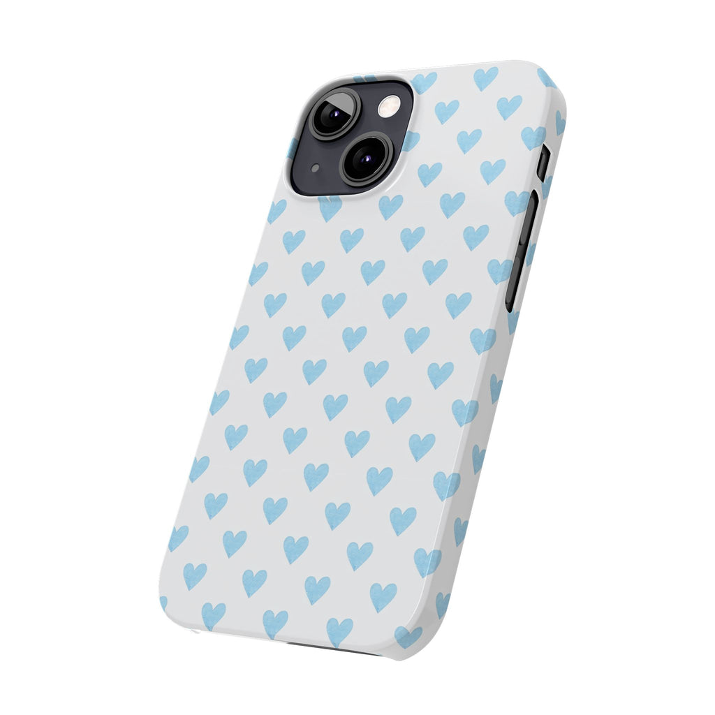Blue Heart Pattern - Slim iphone Case
