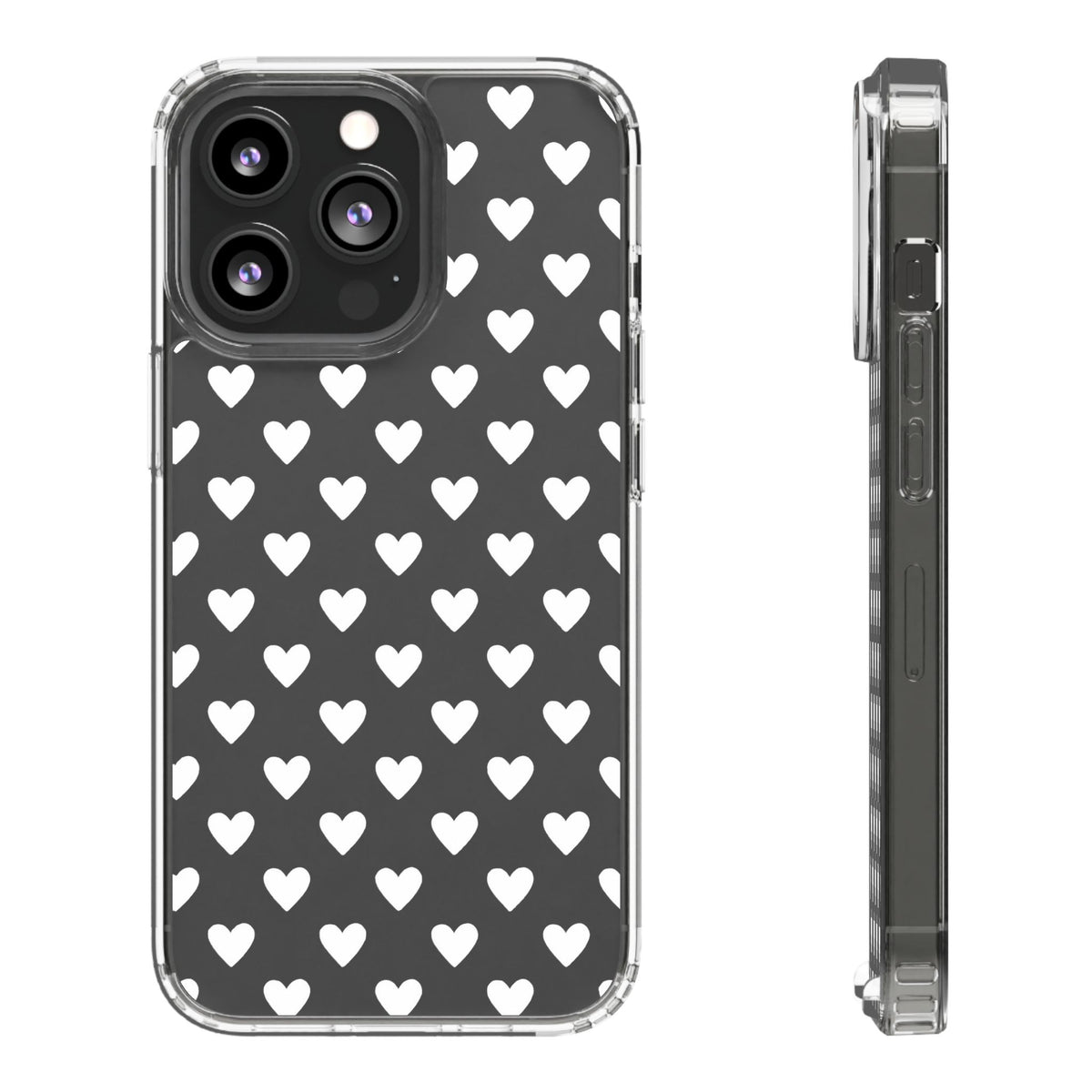 White Heart Pattern — Clear Phone Case