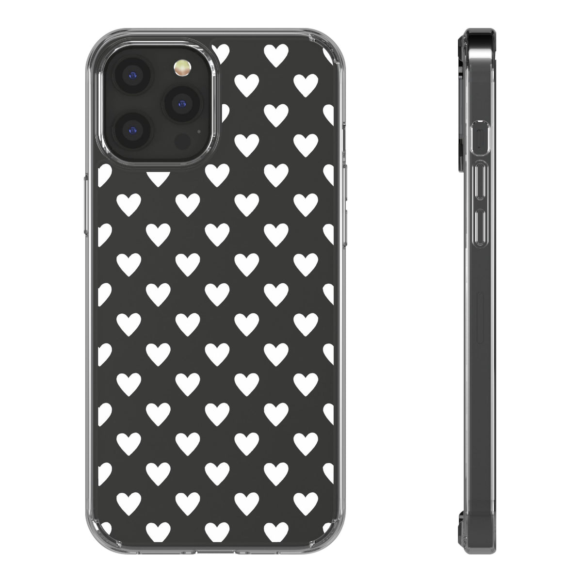 White Heart Pattern — Clear Phone Case