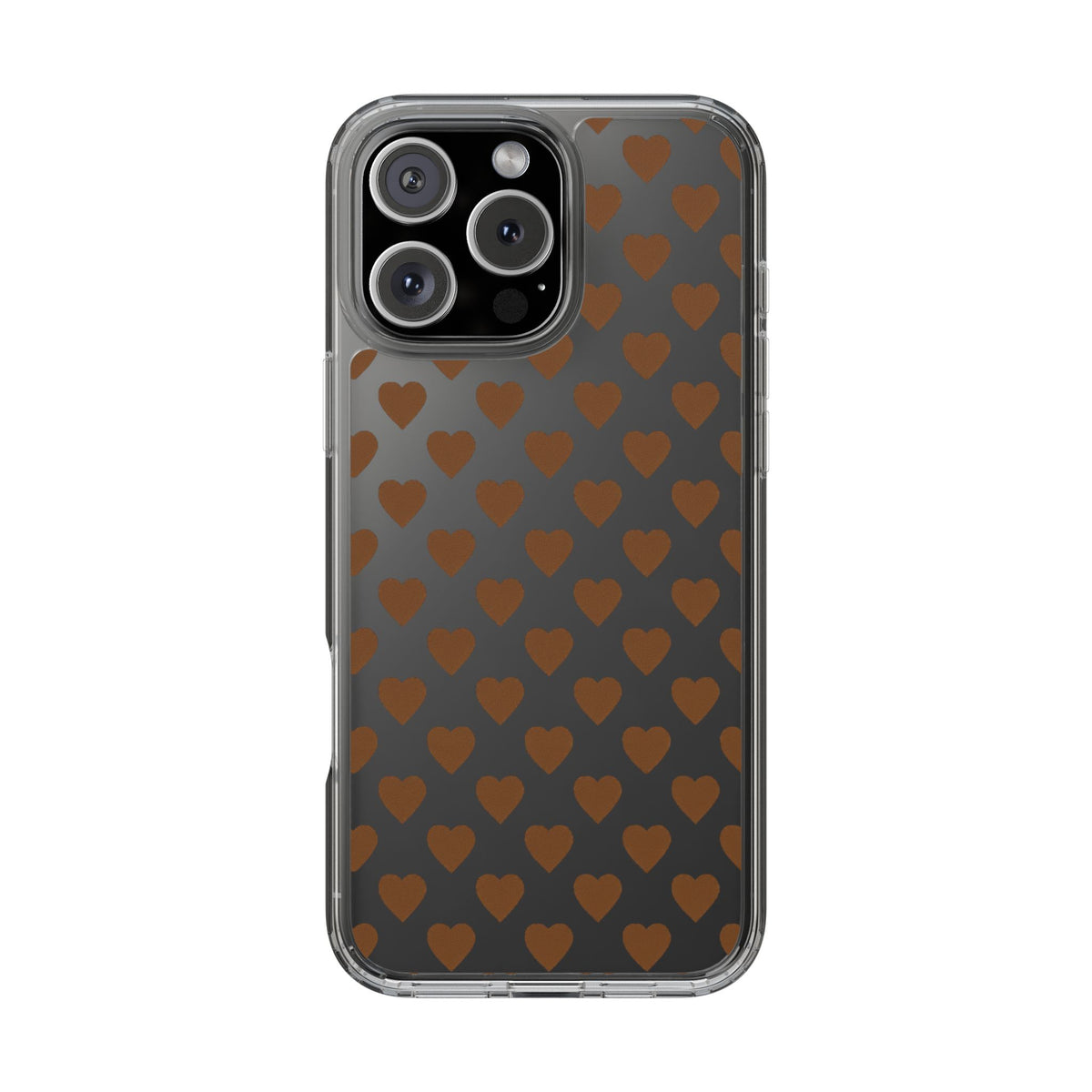 Brown Heart Pattern — Clear Phone Case