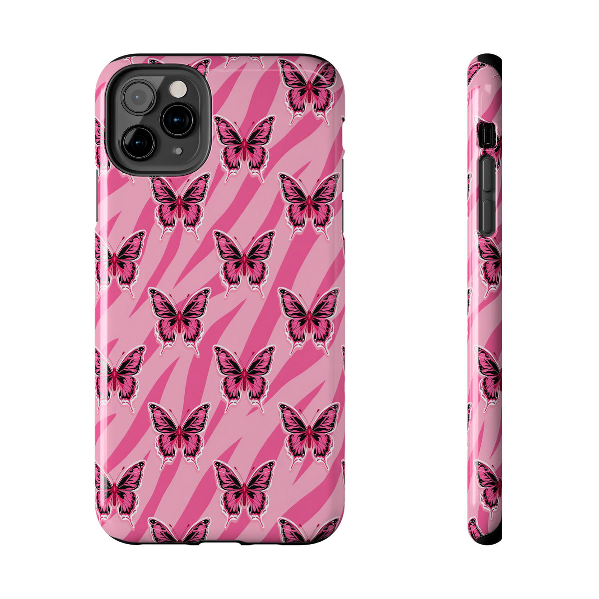 Pink Butterfly and Zebra— Tough Phone Case
