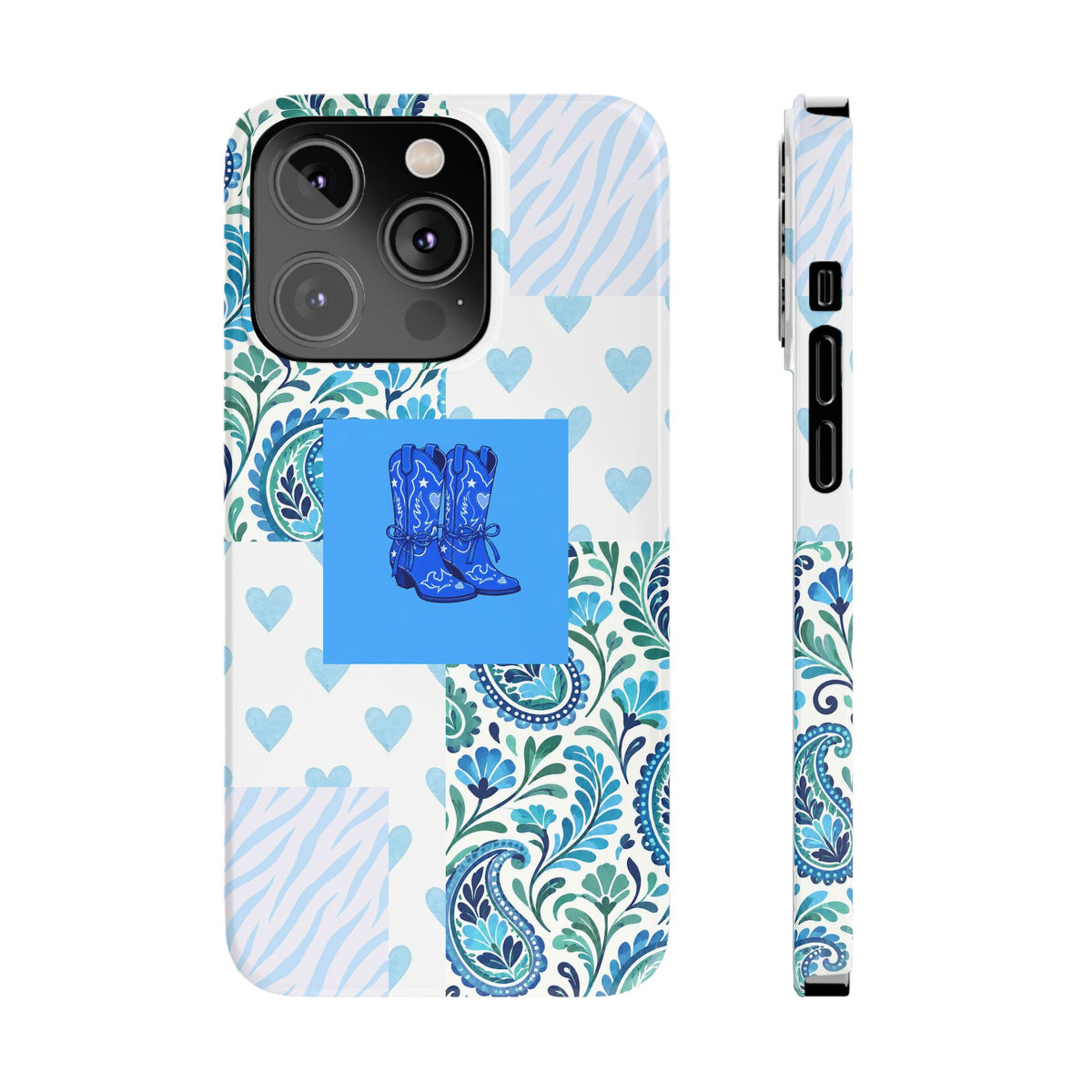 Blue Boot Multi Pattern  – Slim iphone Case