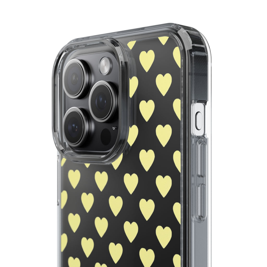 Yellow Heart Pattern — Clear Phone Case
