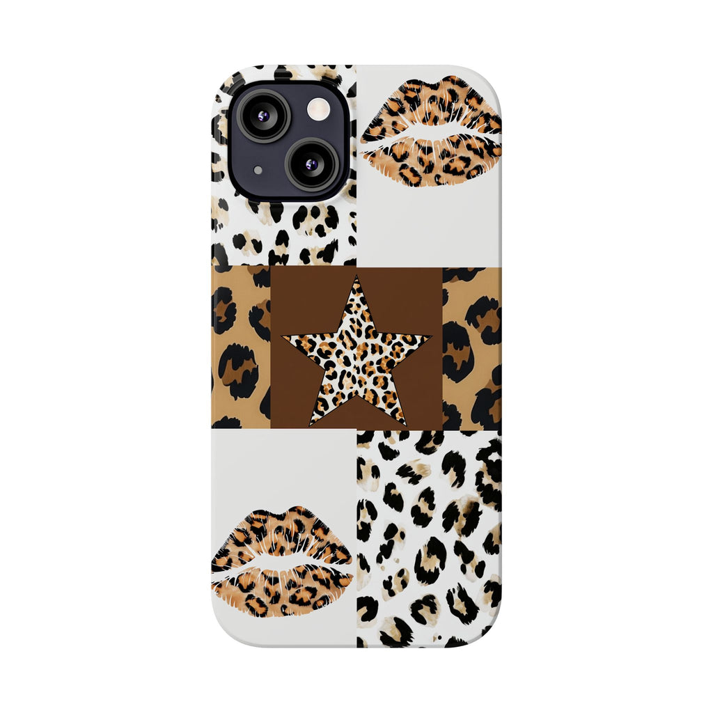 Leopard Kiss Patchwork—  Slim iphone Case