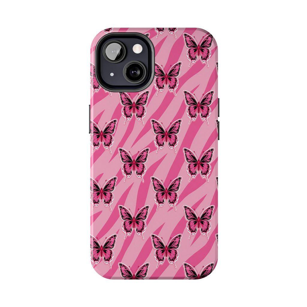 Pink Butterfly and Zebra— Tough Phone Case