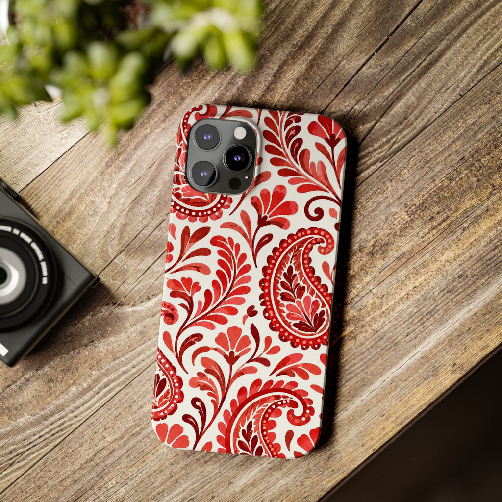 Red Paisley Pattern — Slim iphone Case