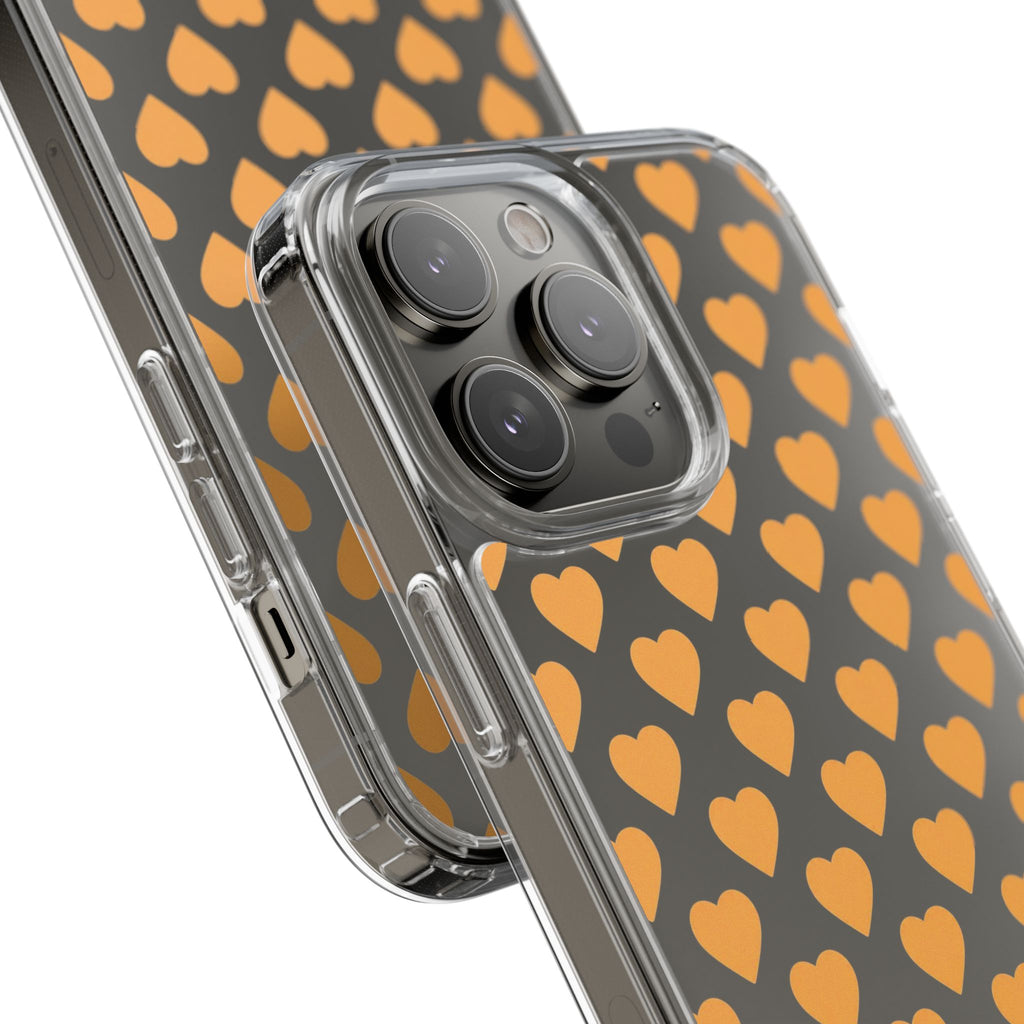 Orange Heart Pattern— Clear Phone Case