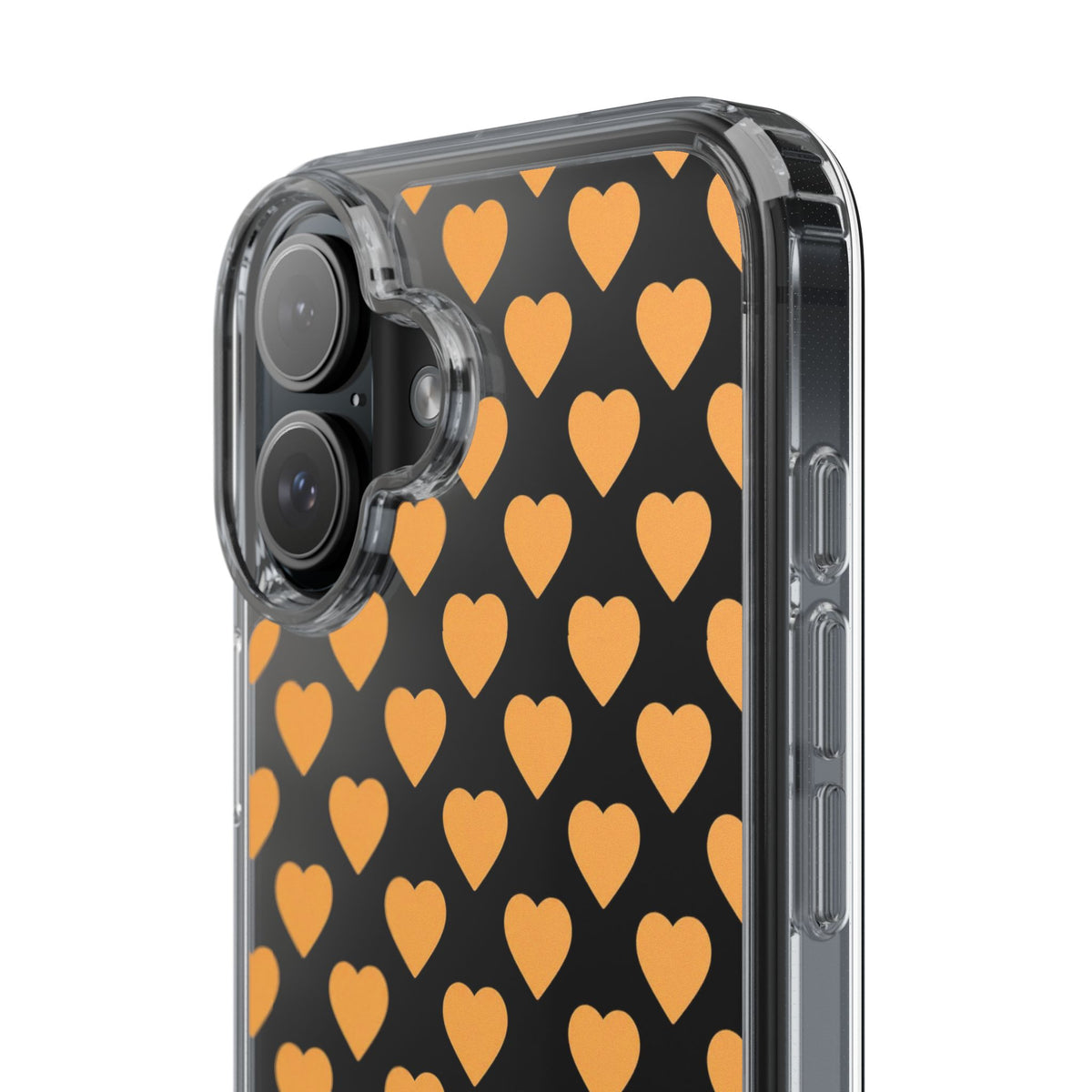 Orange Heart Pattern— Clear Phone Case