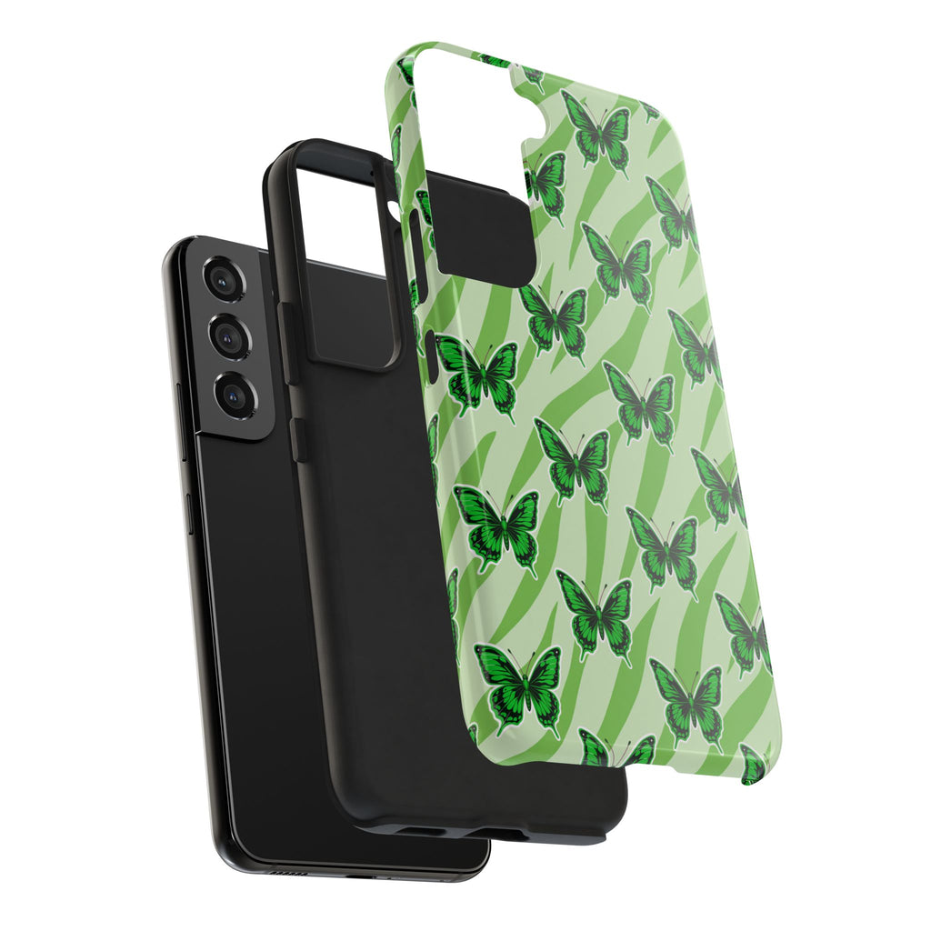 Green Butterfly and Zebra —Tough Phone Case