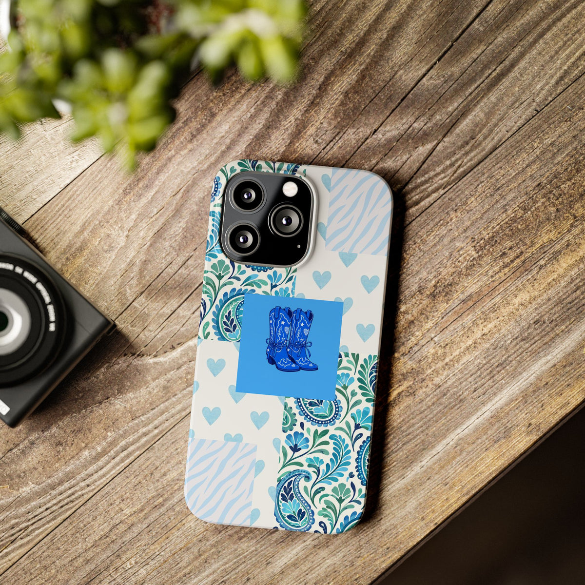 Blue Boot Multi Pattern  – Slim iphone Case