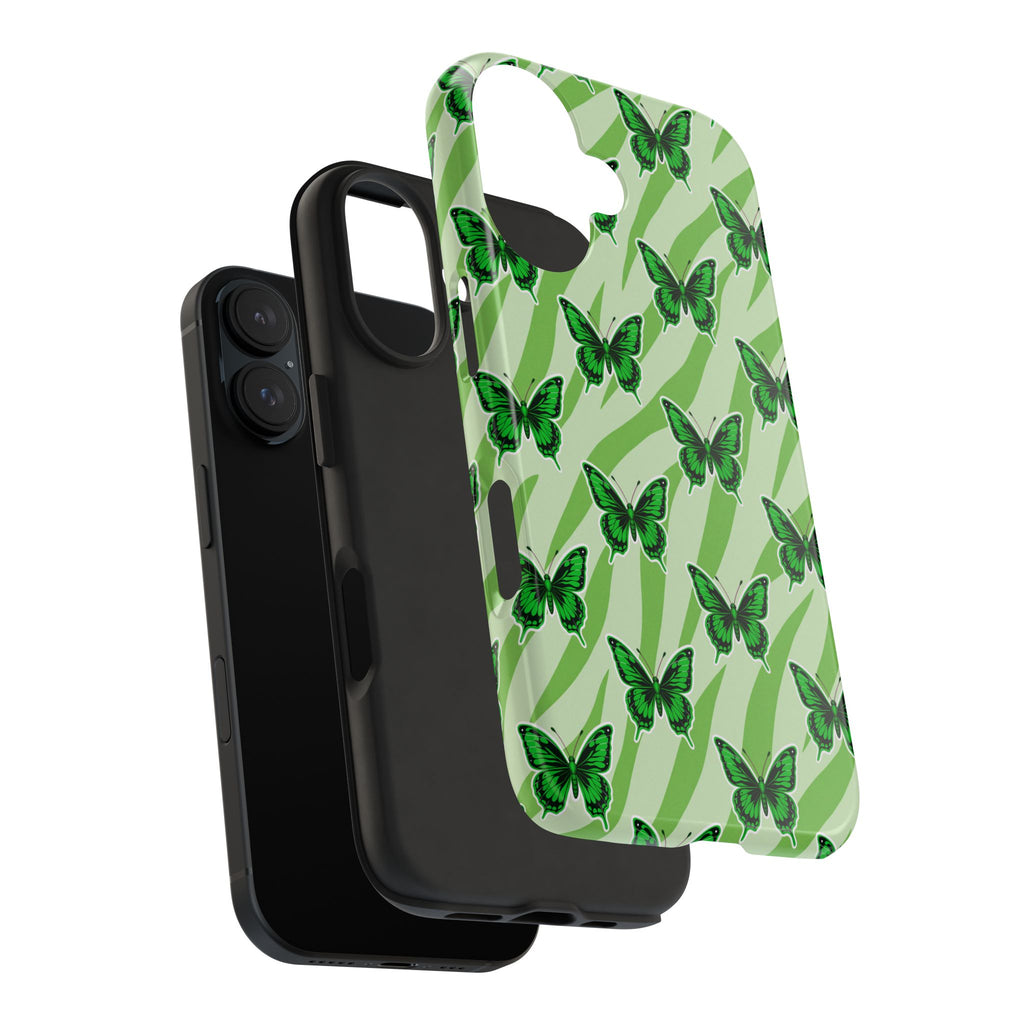 Green Butterfly and Zebra —Tough Phone Case