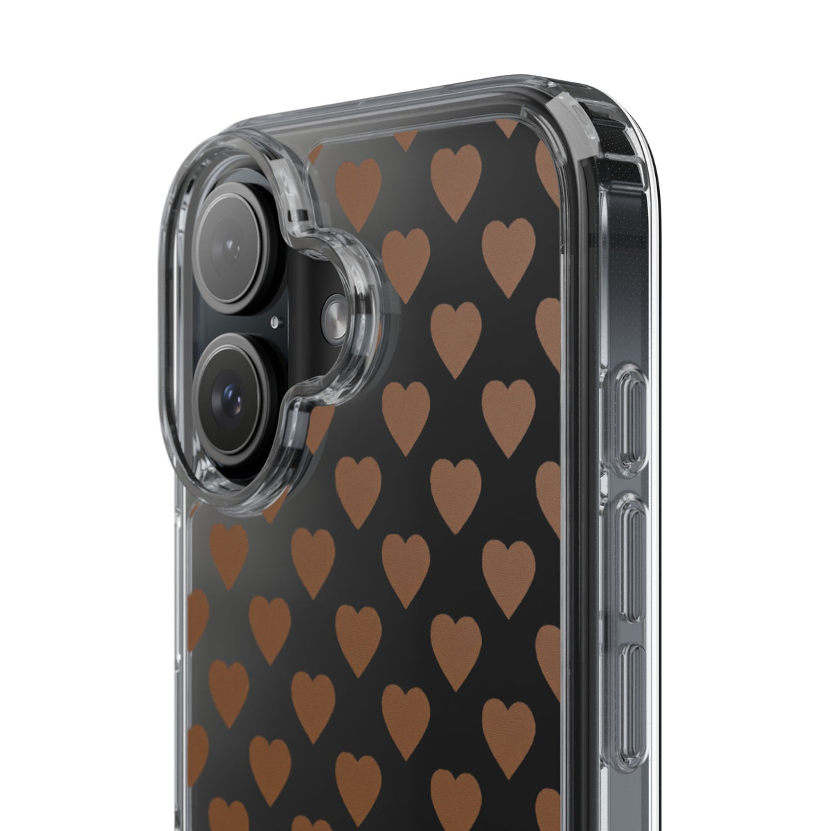 Brown Heart Pattern — Clear Phone Case