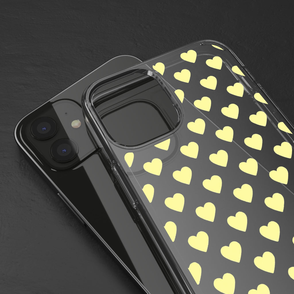Yellow Heart Pattern — Clear Phone Case