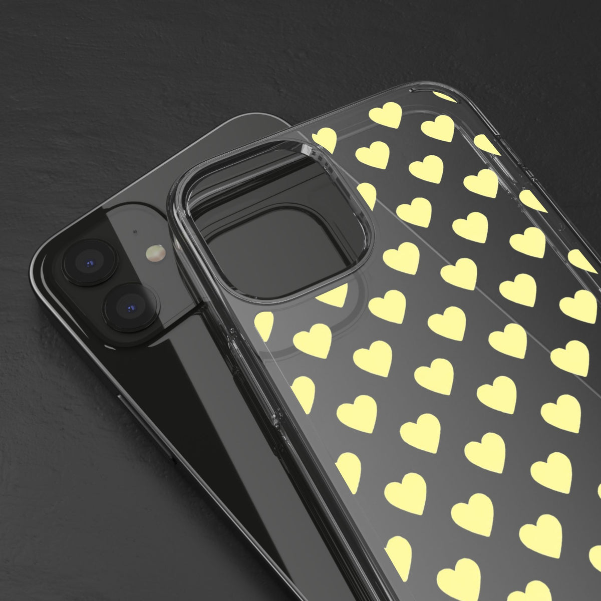 Yellow Heart Pattern — Clear Phone Case