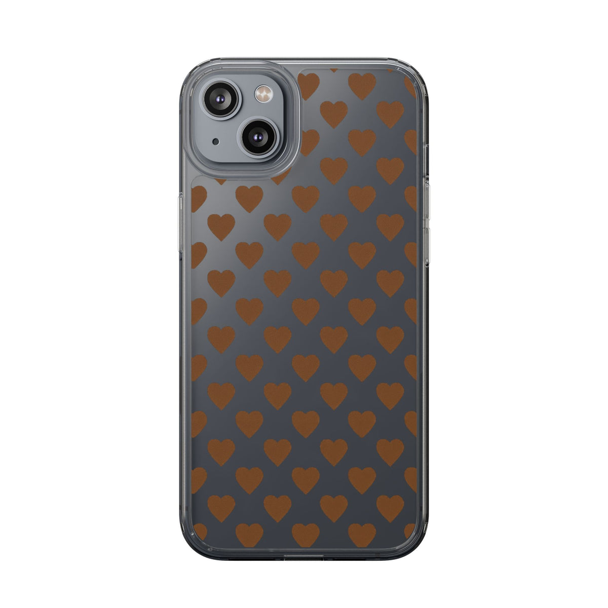 Brown Heart Pattern — Clear Phone Case