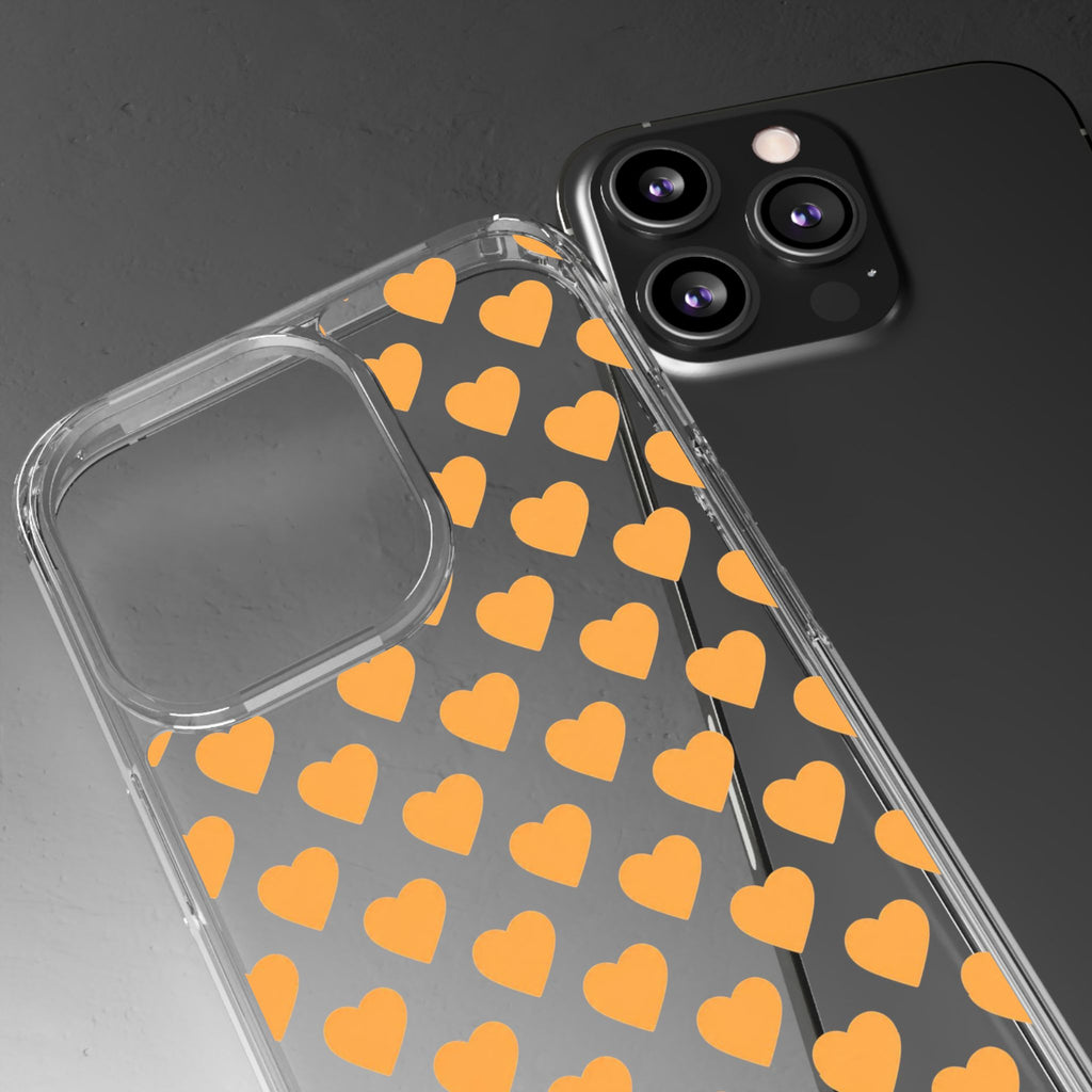 Orange Heart Pattern— Clear Phone Case
