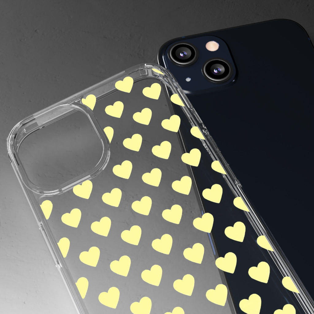 Yellow Heart Pattern — Clear Phone Case