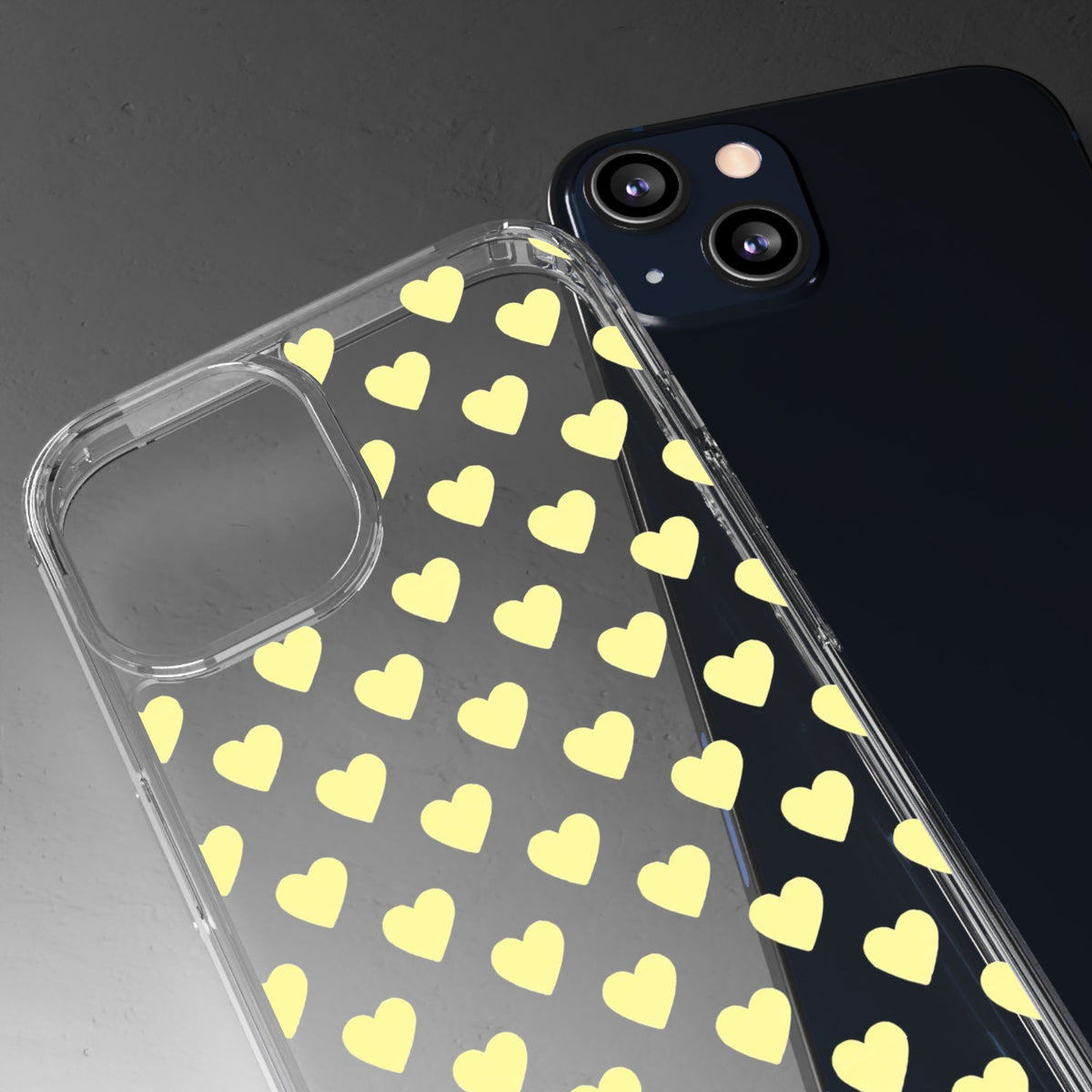 Yellow Heart Pattern — Clear Phone Case