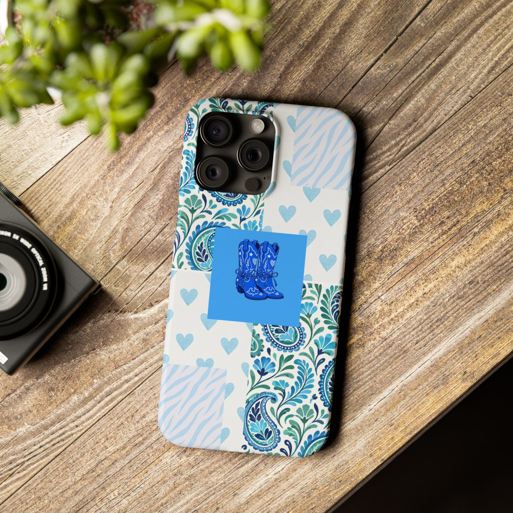 Blue Boot Multi Pattern  – Slim iphone Case
