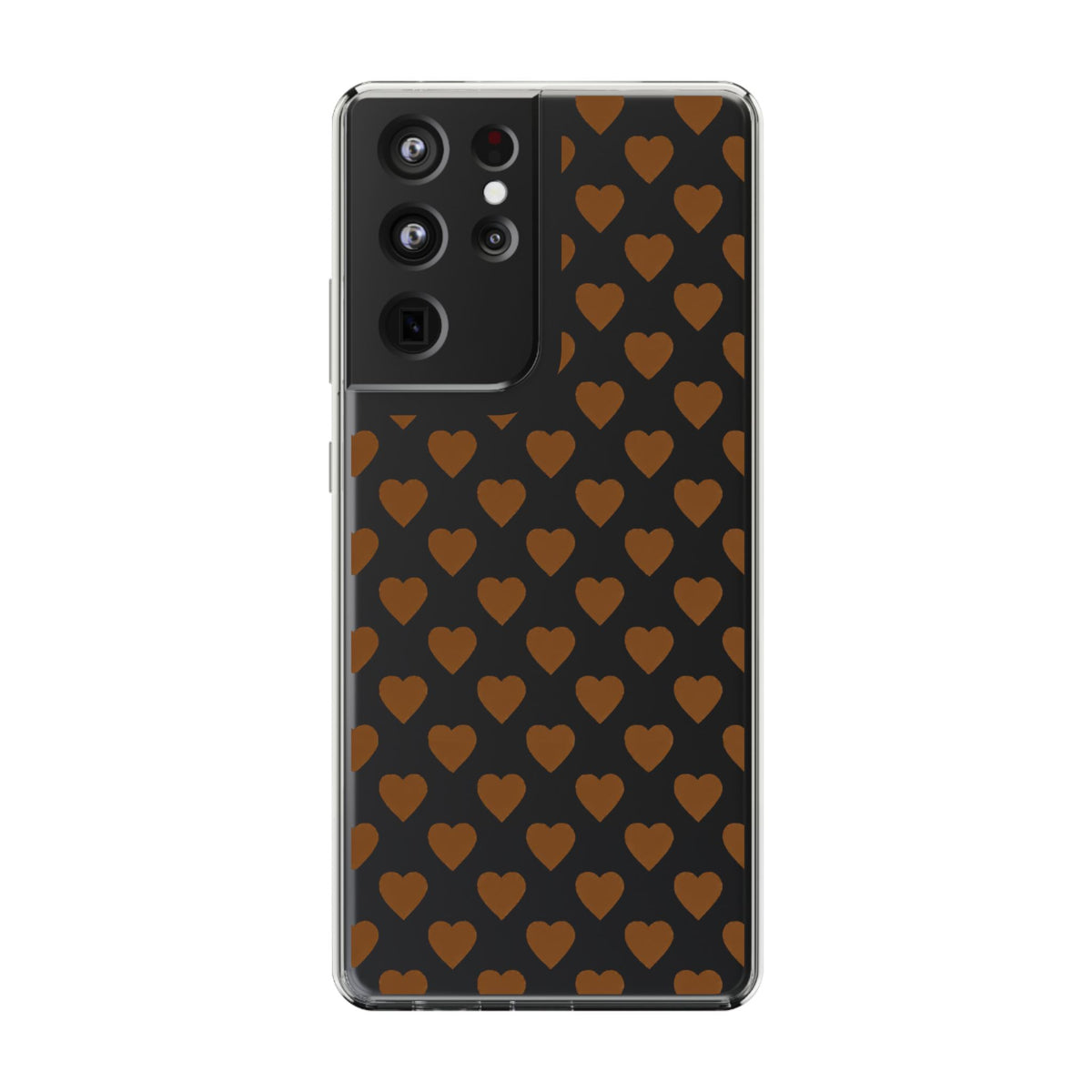 Brown Heart Pattern — Clear Phone Case