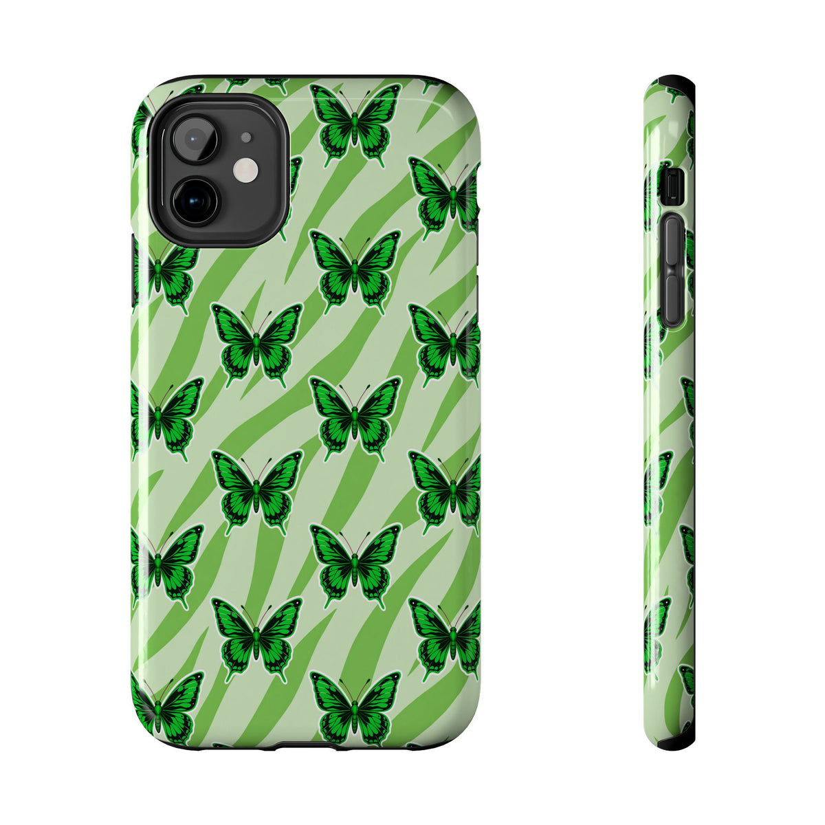 Green Butterfly and Zebra —Tough Phone Case