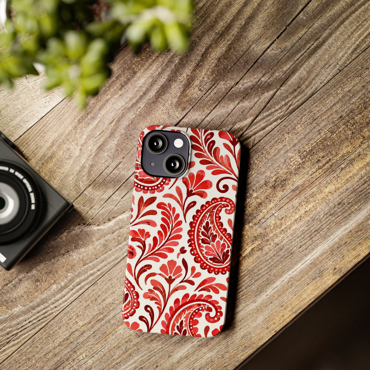 Red Paisley Pattern — Slim iphone Case
