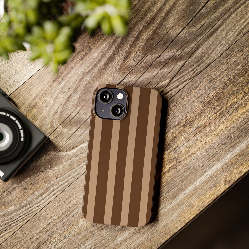 Retro Brown Stripes— Slim iphone Case