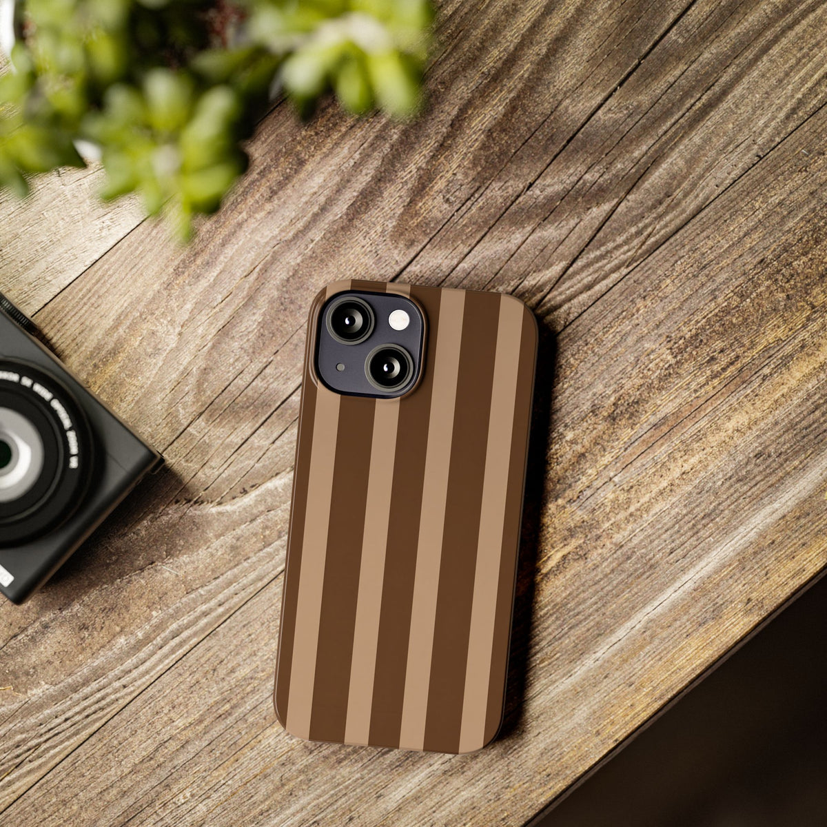 Retro Brown Stripes— Slim iphone Case