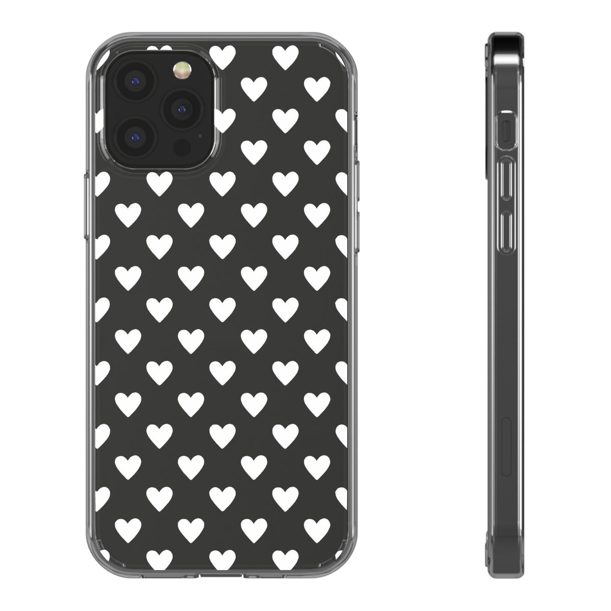 White Heart Pattern — Clear Phone Case