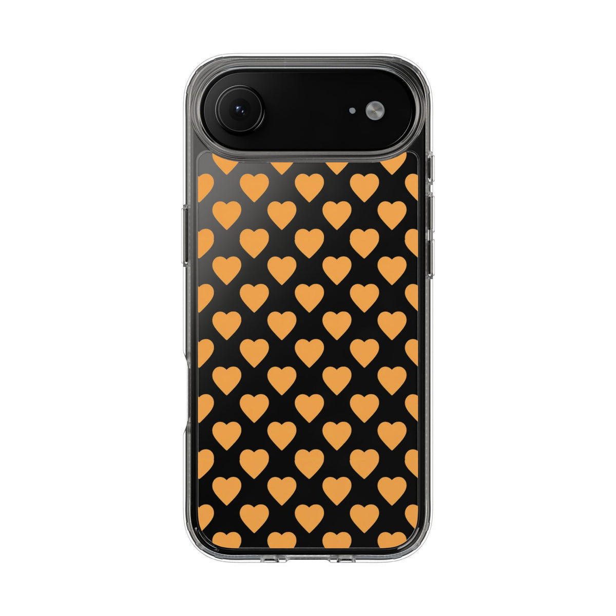 Orange Heart Pattern— Clear Phone Case