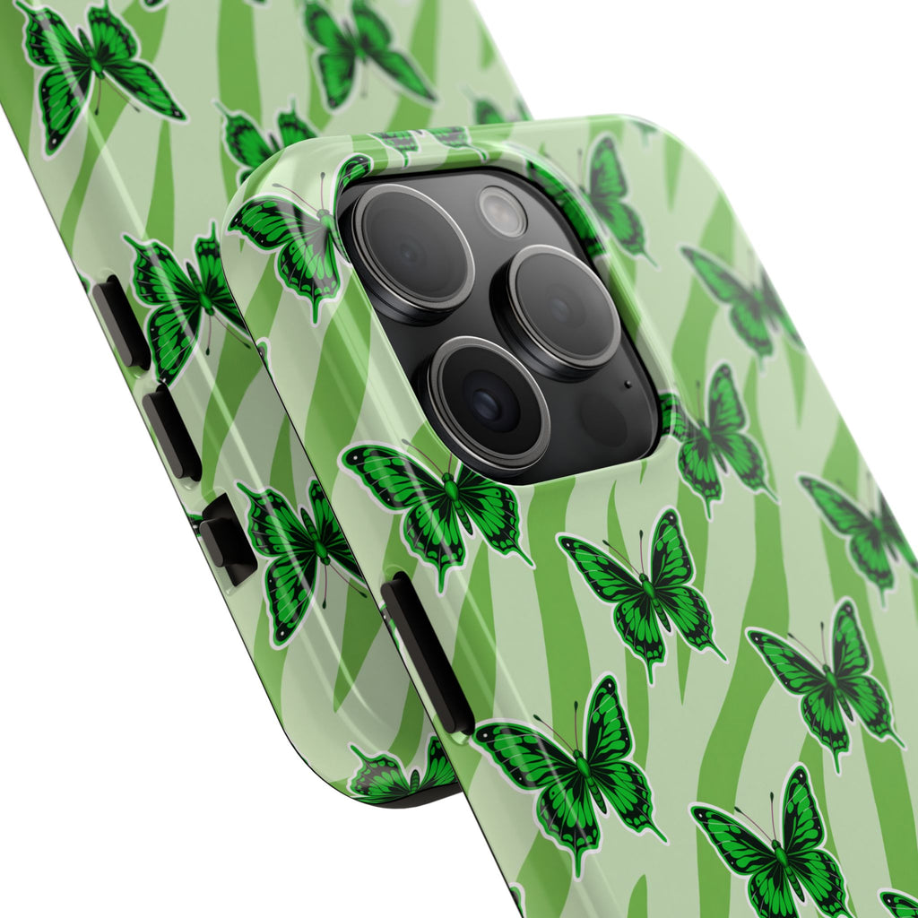 Green Butterfly and Zebra —Tough Phone Case