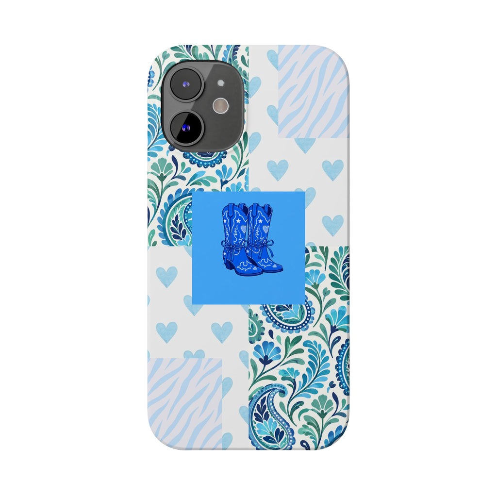 Blue Boot Multi Pattern  – Slim iphone Case