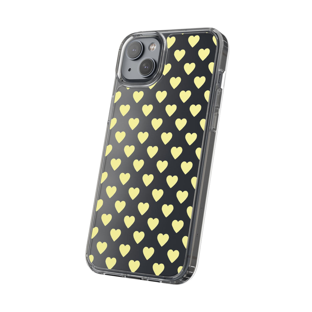 Yellow Heart Pattern — Clear Phone Case