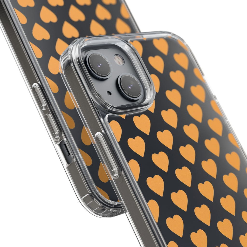 Orange Heart Pattern— Clear Phone Case