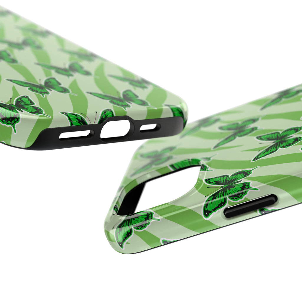Green Butterfly and Zebra —Tough Phone Case