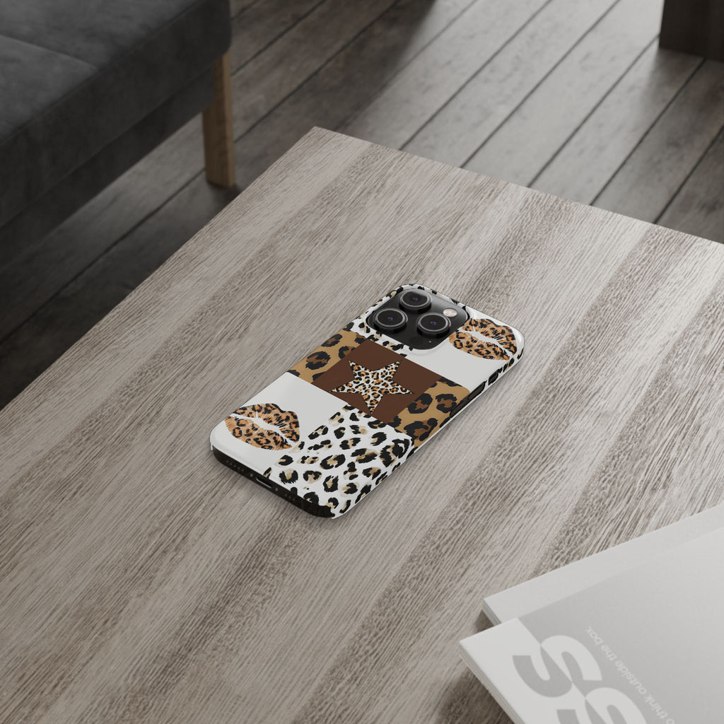 Leopard Kiss Patchwork—  Slim iphone Case