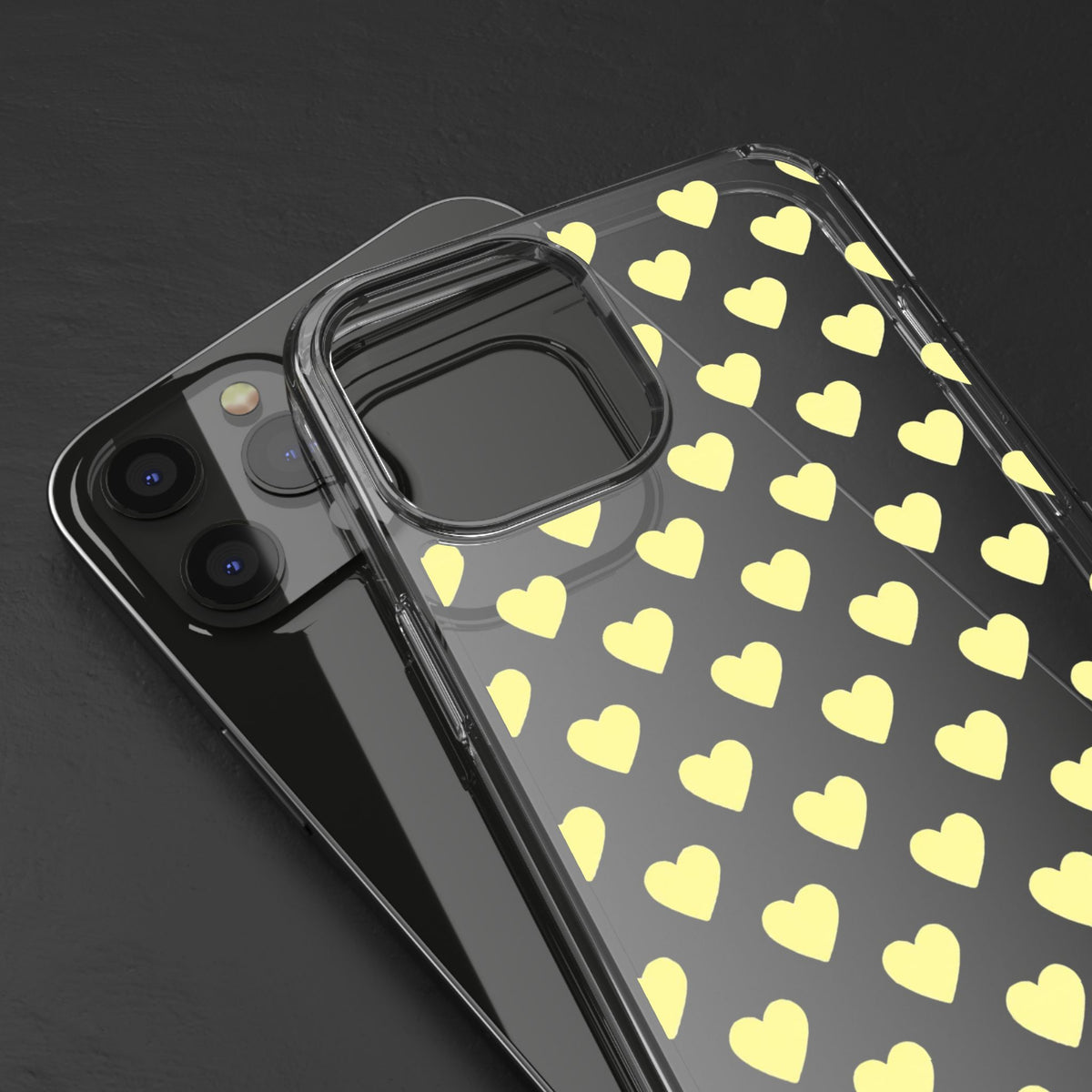 Yellow Heart Pattern — Clear Phone Case