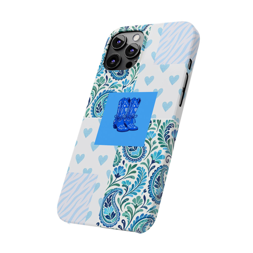 Blue Boot Multi Pattern  – Slim iphone Case