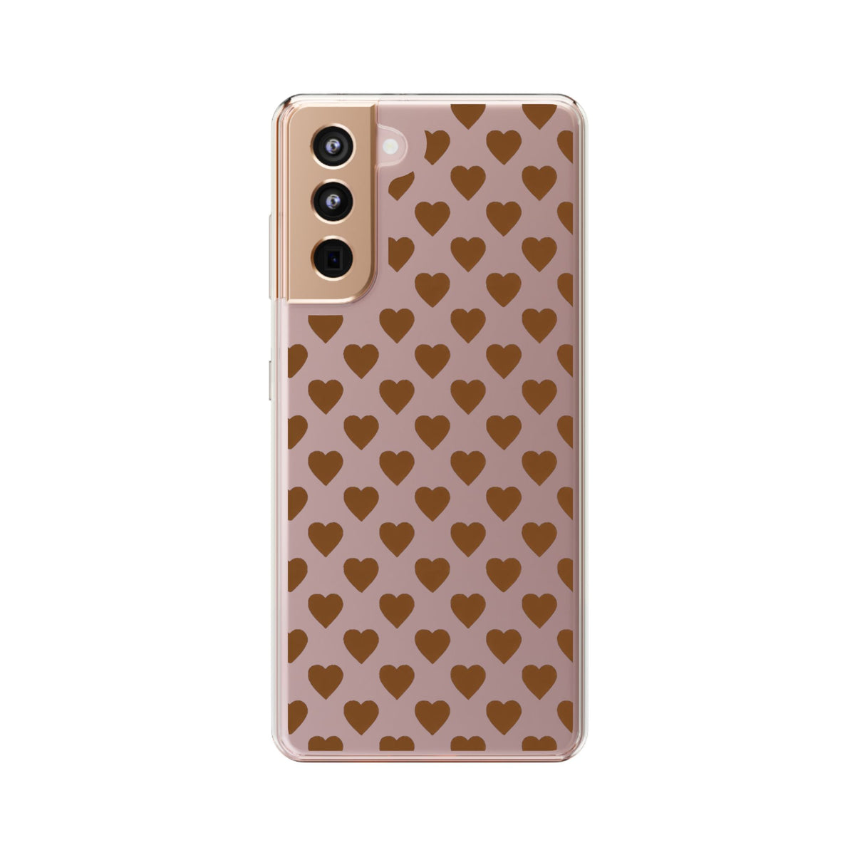 Brown Heart Pattern — Clear Phone Case