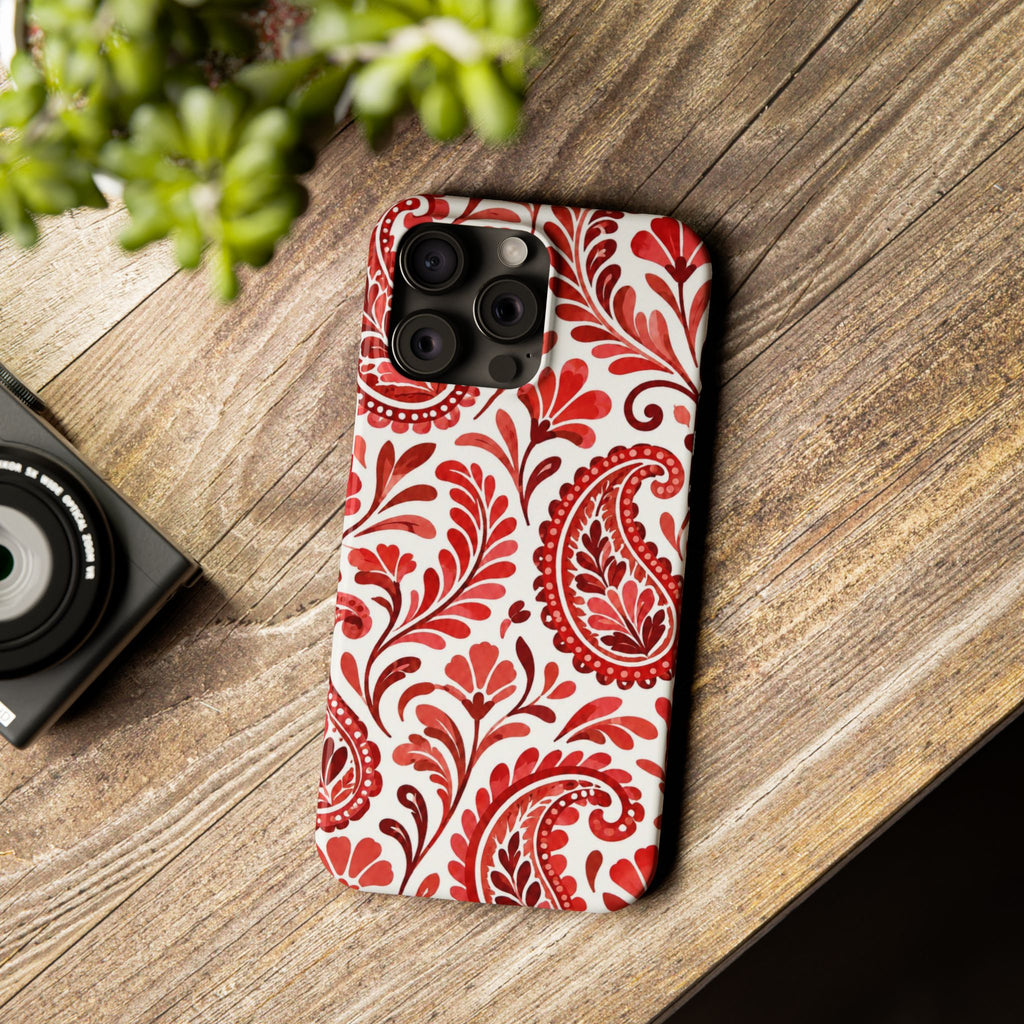 Red Paisley Pattern — Slim iphone Case