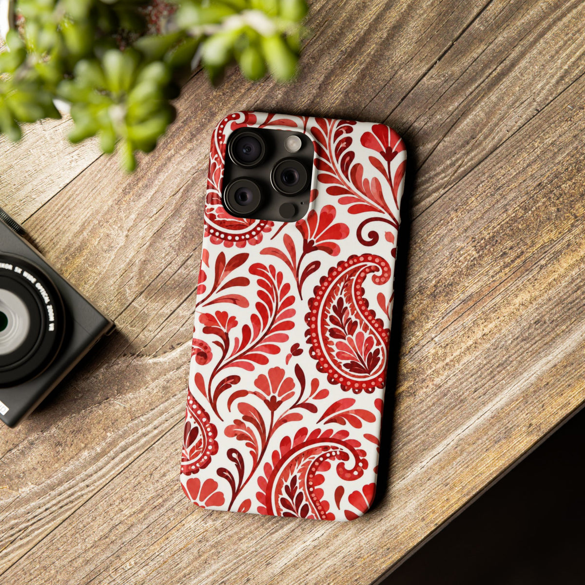Red Paisley Pattern — Slim iphone Case
