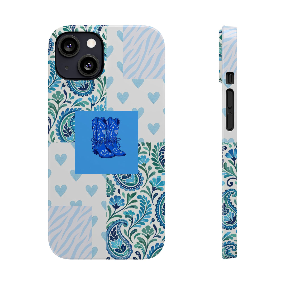 Blue Boot Multi Pattern  – Slim iphone Case
